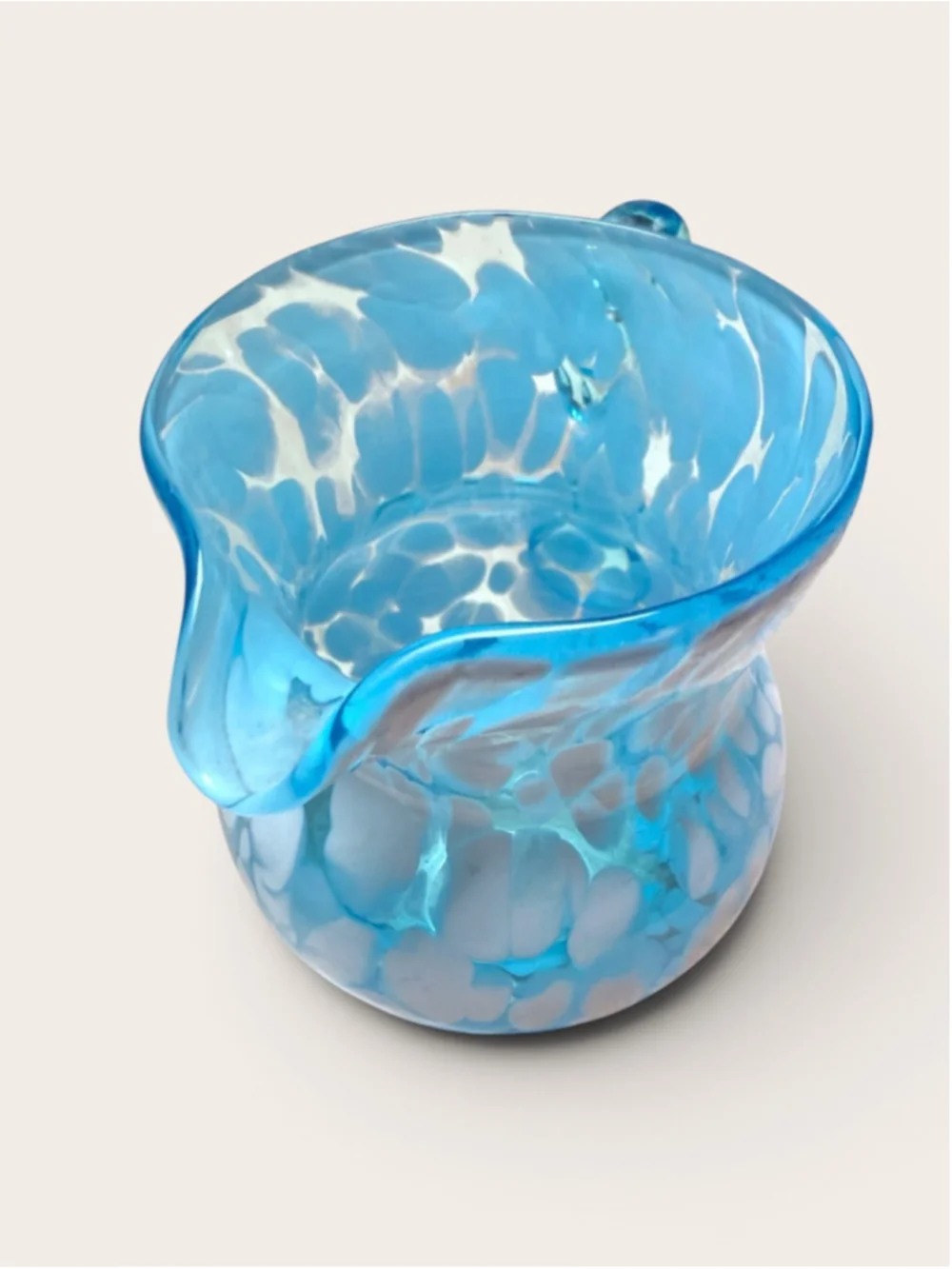 Hand Blown Aqua Blue Art Glass Creamer & Sugar Bowl Set | Studio Glass | Coastal - Picture 4 of 7